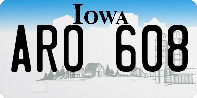 IA license plate ARO608