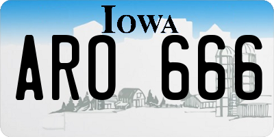 IA license plate ARO666