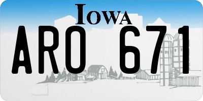 IA license plate ARO671