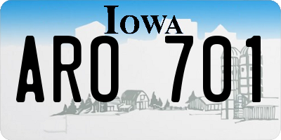 IA license plate ARO701