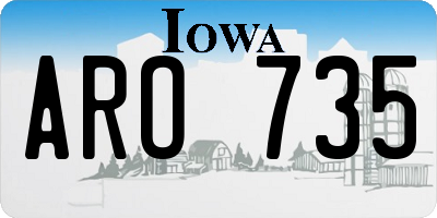 IA license plate ARO735