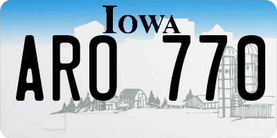 IA license plate ARO770