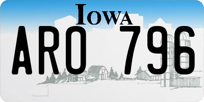 IA license plate ARO796