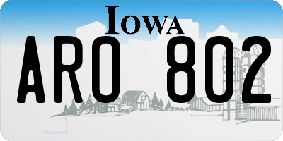 IA license plate ARO802