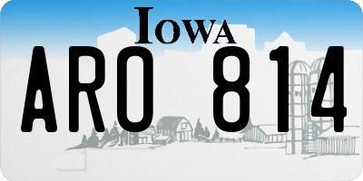 IA license plate ARO814