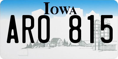 IA license plate ARO815