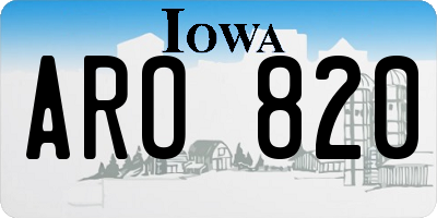 IA license plate ARO820