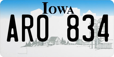 IA license plate ARO834
