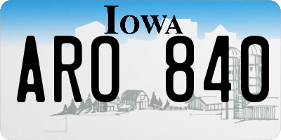 IA license plate ARO840