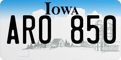 IA license plate ARO850