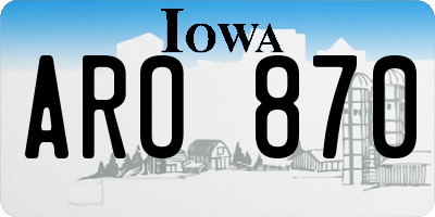 IA license plate ARO870