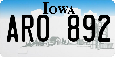 IA license plate ARO892