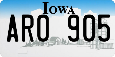IA license plate ARO905