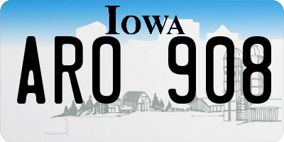 IA license plate ARO908