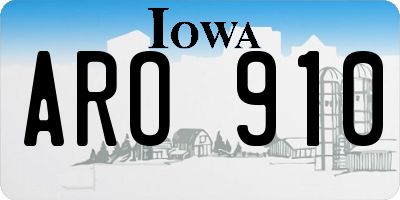 IA license plate ARO910