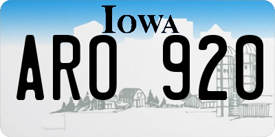 IA license plate ARO920