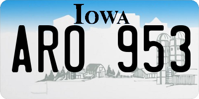 IA license plate ARO953