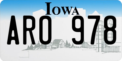 IA license plate ARO978