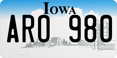 IA license plate ARO980