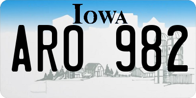 IA license plate ARO982