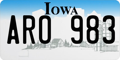 IA license plate ARO983