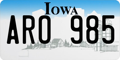 IA license plate ARO985