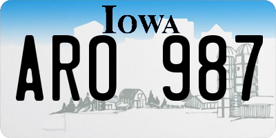 IA license plate ARO987