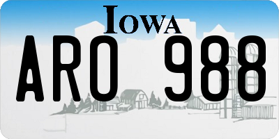 IA license plate ARO988