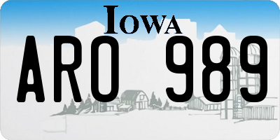 IA license plate ARO989