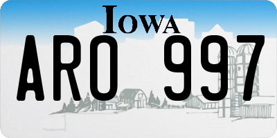 IA license plate ARO997