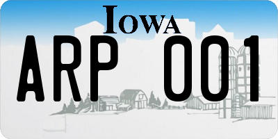 IA license plate ARP001