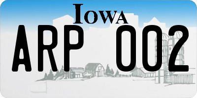 IA license plate ARP002