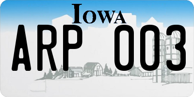 IA license plate ARP003