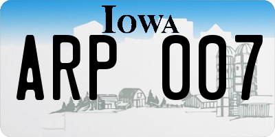 IA license plate ARP007