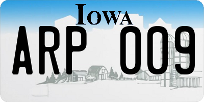 IA license plate ARP009