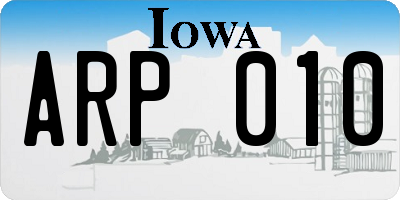 IA license plate ARP010