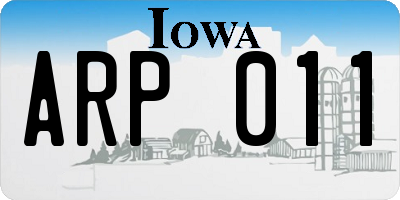 IA license plate ARP011