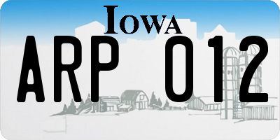 IA license plate ARP012