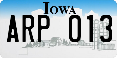 IA license plate ARP013