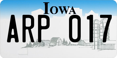 IA license plate ARP017