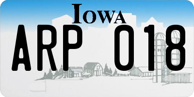 IA license plate ARP018