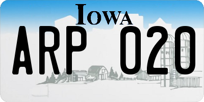 IA license plate ARP020