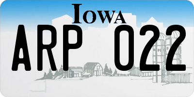 IA license plate ARP022