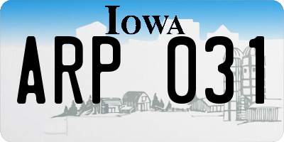 IA license plate ARP031