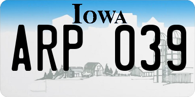 IA license plate ARP039