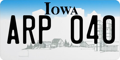IA license plate ARP040