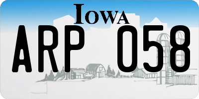 IA license plate ARP058
