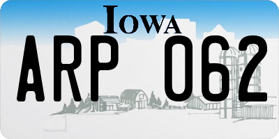 IA license plate ARP062