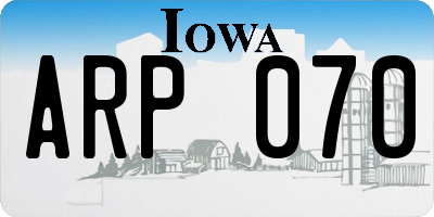 IA license plate ARP070