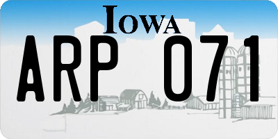 IA license plate ARP071